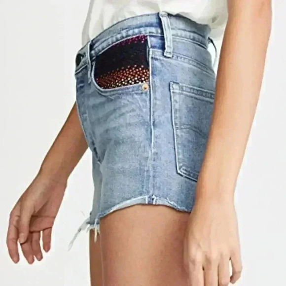 Levi's LMC 501‎ High Rise Shorts Patched Sky - Picture 2 of 7